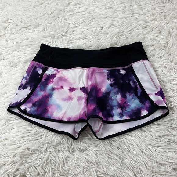 lululemon athletica Pants - Lululemon Run Times Short *4-way Stretch 4" Blooming Pixie Multi / Black